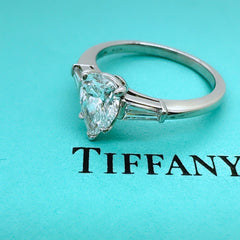 Tiffany & Co. Pear Diamond 1.07 D VS2 with Baguette Side Stones Engagement Ring