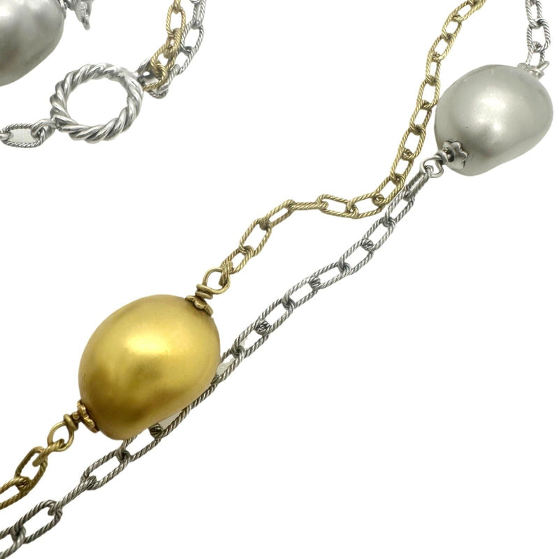 Roberto Coin Double Strand Nugget Collection Necklace 18kt Yellow & White Gold