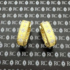 Roberto Coin Princess Collection Diamond 18kt YG Satin Square Hoop Earrings