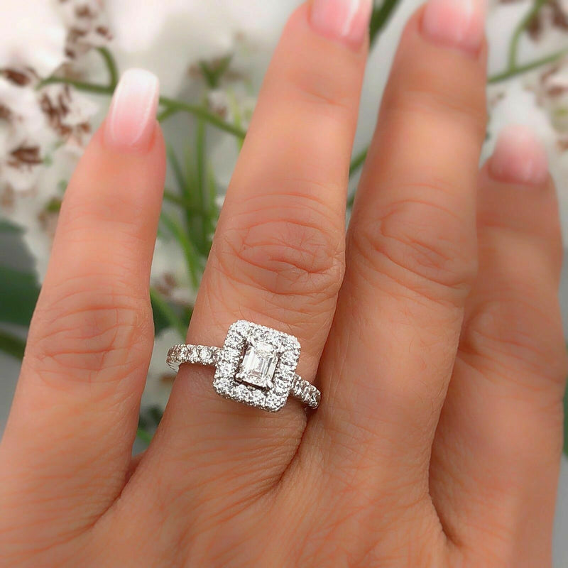 Neil Lane Diamond Engagement Ring Emerald Cut 1.375 tcw I SI1 14k White Gold