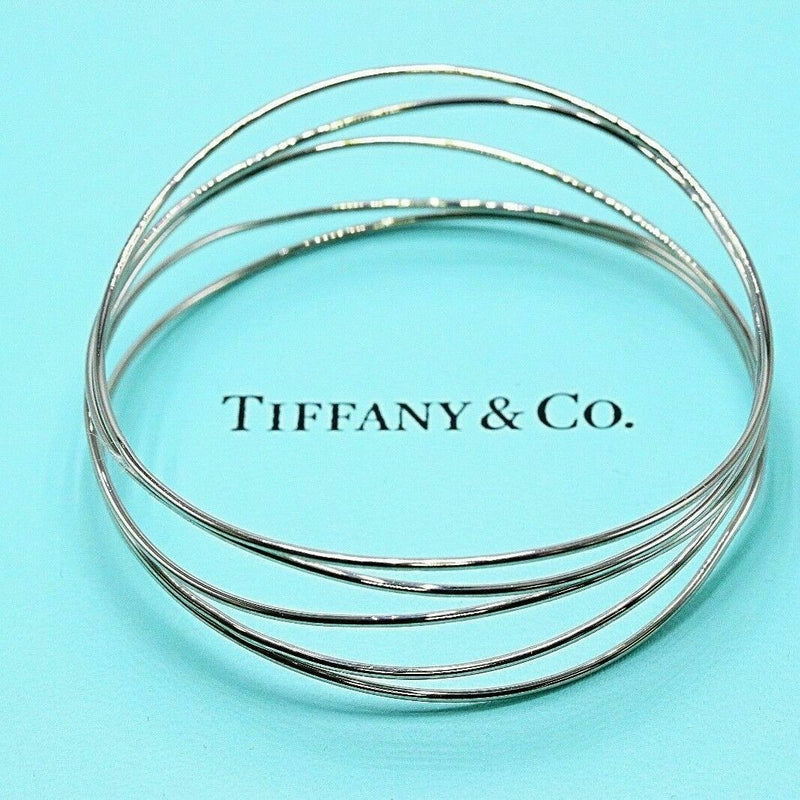 Tiffany & Co Elsa Peretti 18K White Gold 5 Row Wave Bracelet $3,500 Retail