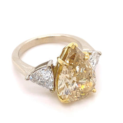 Fancy Brownish Yellow Pear Shape Trillions Diamond 6.53 tcw Engagement Ring