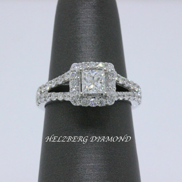 Helzberg Princess Diamond Engagement Ring 1.00 tcw E VS1 18k WG 4 600 QD Jewelry