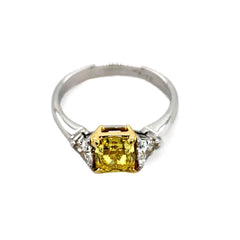 Tiffany & Co. Fancy Vivid Yellow Radiant 1.52 tcw Diamond Engagement Ring Plat