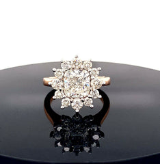 2.88 Carat Cushion Cut Halo Diamond Ring 14K Rose & White Gold