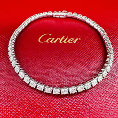 CARTIER Essential Lines Round Diamond Tennis Bracelet 18kt White Gold Box