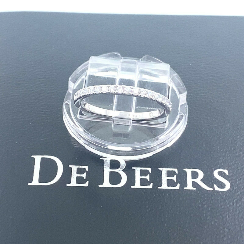 De Beers Platinum Diamond Classic Half Eternity Wedding Band Ring with Papers