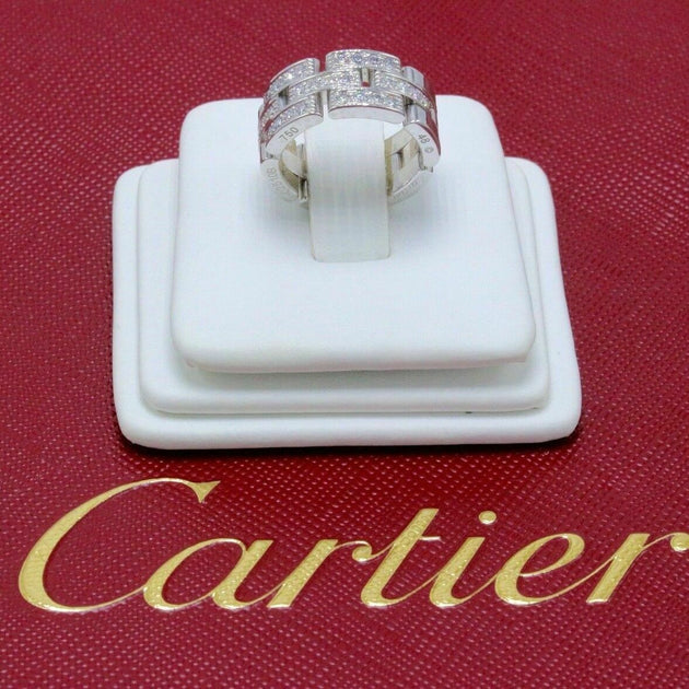Cartier Maillon Panther 3 Row Diamond Wedding Band Ring 18k