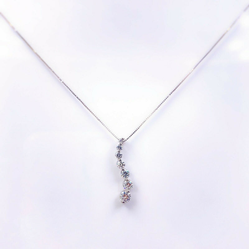 1.00 Carat Diamond Journey Pendant Necklace 14K White Gold