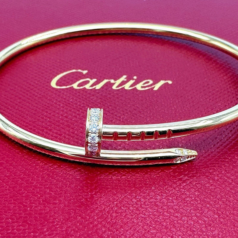 Cartier Juste Un Clou Diamonds 18kt Yellow Gold Bangle Bracelet Small COA Box