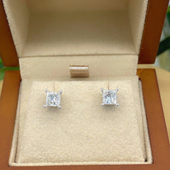 Princess Cut Diamond Stud Earrings 1.00 tcw 14kt White Gold