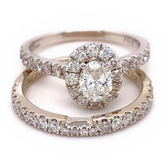 NEIL LANE Bridal Oval Diamond Halo Engagement Ring & Band Set 1.88 tcw