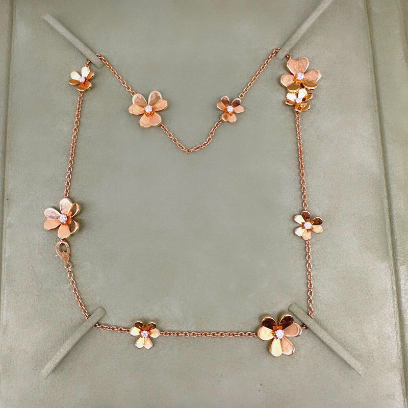 VAN CLEEF & ARPELS Frivole 9 Flowers Diamond Necklace 18kt YG Box Papers COA