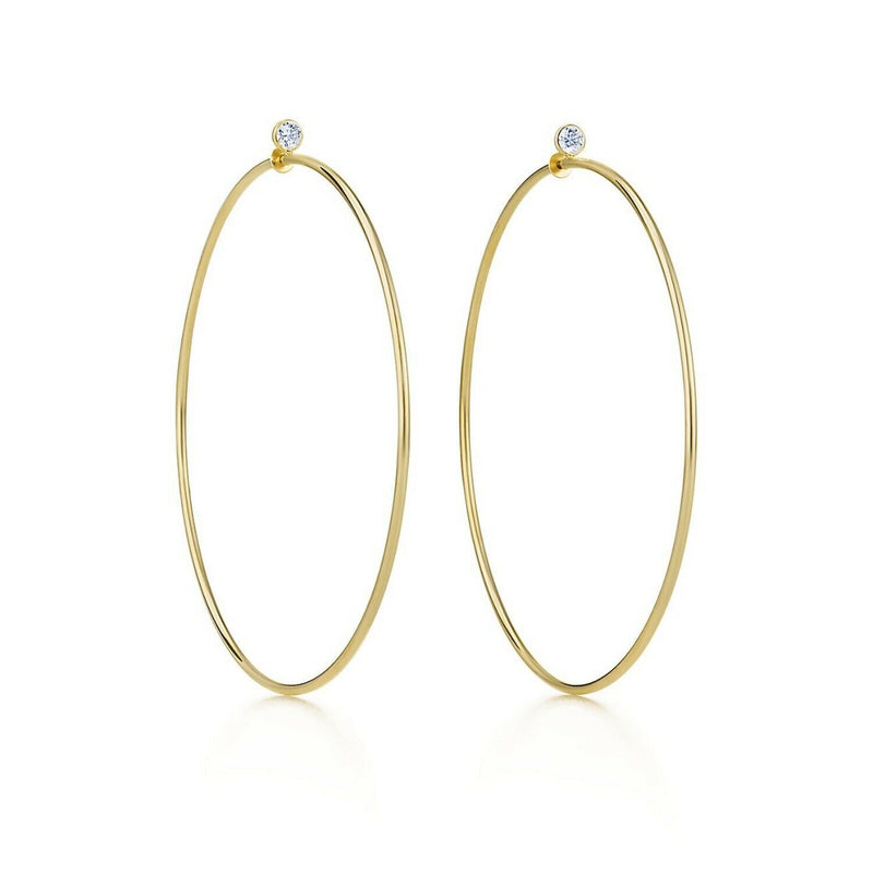 Tiffany & Co. Elsa Peretti Diamond Hoop Earrings in 18kt Yellow Gold Size Large
