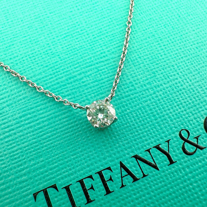 Tiffany & Co Platinum Diamond Pendant Necklace Round 0.43 ct