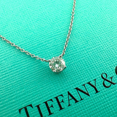 Tiffany & Co Platinum Diamond Pendant Necklace Round 0.43 ct