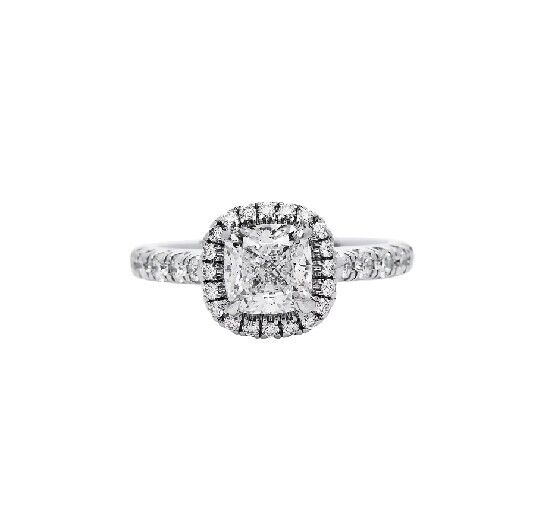 Cartier Destinee Cushion 1.15 cts H VS1 Halo Engagement Ring in Platinum