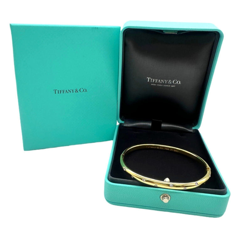 Tiffany & Co ETOILE 18K Yellow Gold Platinum Diamond Bangle Bracelet