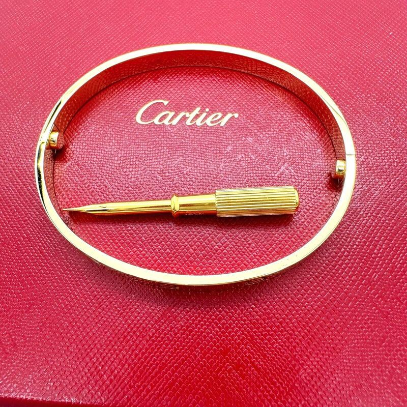 CARTIER LOVE Bracelet 18kt Yellow Gold Full Set Box COA SZ 20