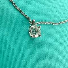 Tiffany & Co Platinum Diamond Pendant Necklace Round 0.42 ct