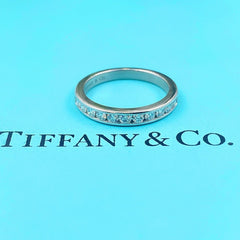 Tiffany & Co Half Circle 3 MM Round Diamond 0.33 tcw Wedding Band Ring Platinum