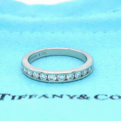 Tiffany & Co Half Circle 3 MM Round Diamond 0.33 tcw Wedding Band Ring Platinum