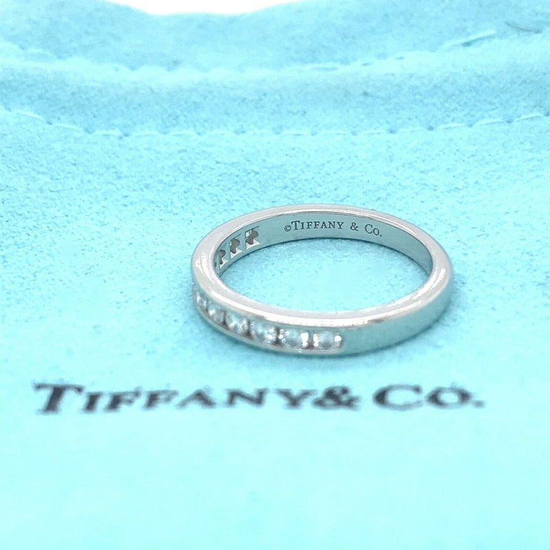 Tiffany & Co Half Circle 3 MM Round Diamond 0.33 tcw Wedding Band Ring Platinum