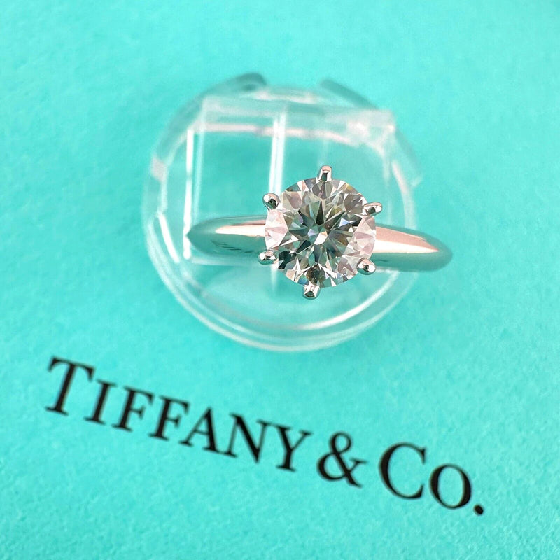 Tiffany & Co Platinum Diamond Engagement Ring Solitaire Round 0.83 ct I VS2