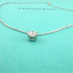 Tiffany & Co Platinum Diamond Pendant Necklace Round 0.42 ct