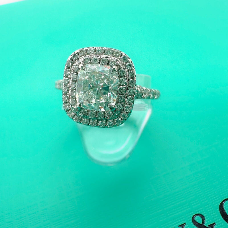 Tiffany & Co Soleste Cushion 1.03 cts E VVS1 Diamond  Engagement Ring Platinum