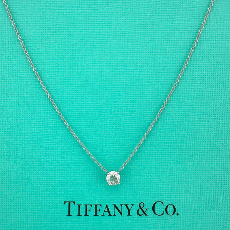 Tiffany & Co Platinum Diamond Pendant Necklace Round 0.43 ct