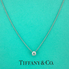 Tiffany & Co Platinum Diamond Pendant Necklace Round 0.43 ct