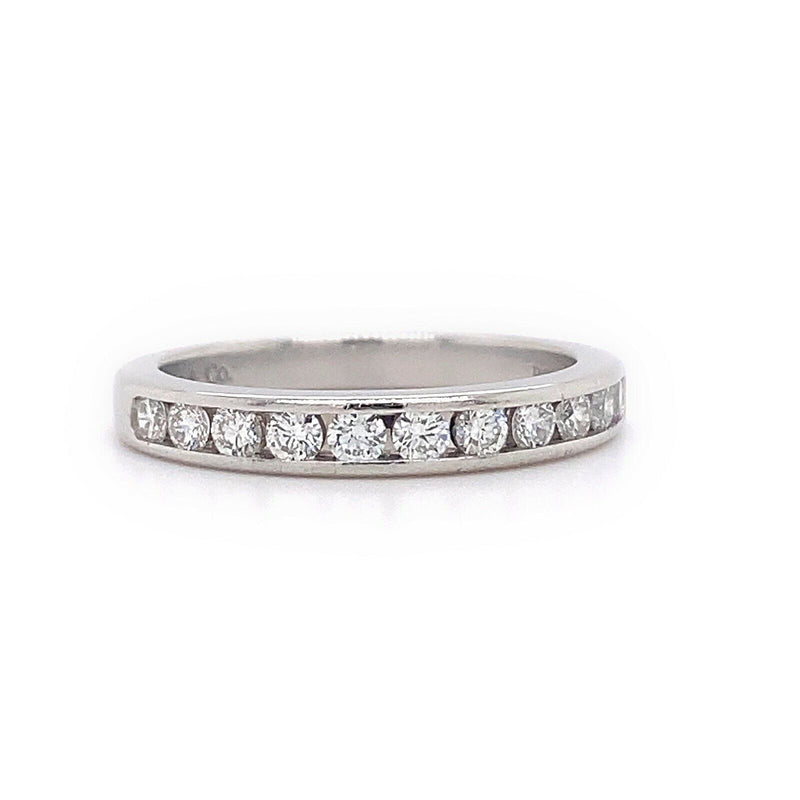 Tiffany & Co Half Circle 3 MM Round Diamond 0.33 tcw Wedding Band Ring Platinum