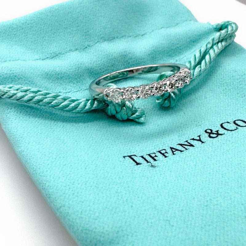 Tiffany & Co Forever Platinum Diamond Band Ring 3mm Half Circle Shared Prong