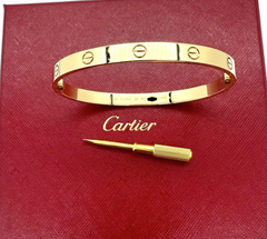 CARTIER LOVE Bracelet 18kt Yellow Gold Full Set Box COA SZ 20