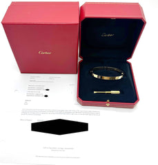 CARTIER LOVE Bracelet 18kt Yellow Gold Full Set Box COA SZ 19