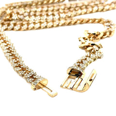 8MM Diamond Solid Gold MIAMI CUBAN Prong Set Necklace in 14kt Yellow Gold 24'