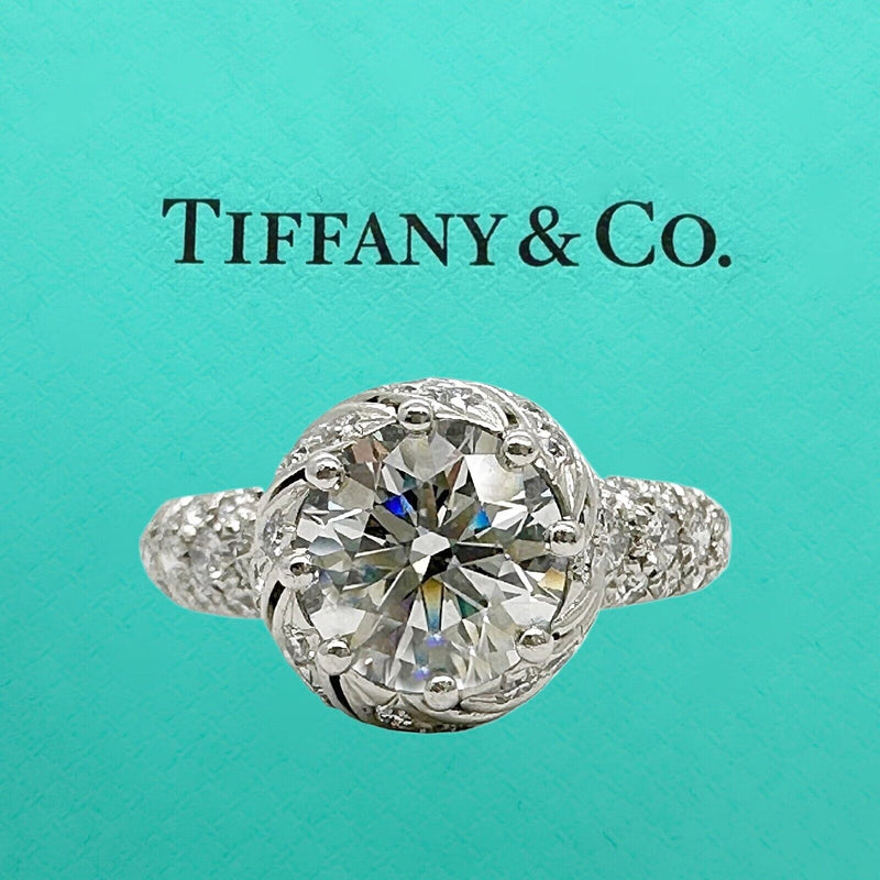 Tiffany & Co Schlumberger Buds Diamond Engagement Ring Round 1.68 cts G VS1