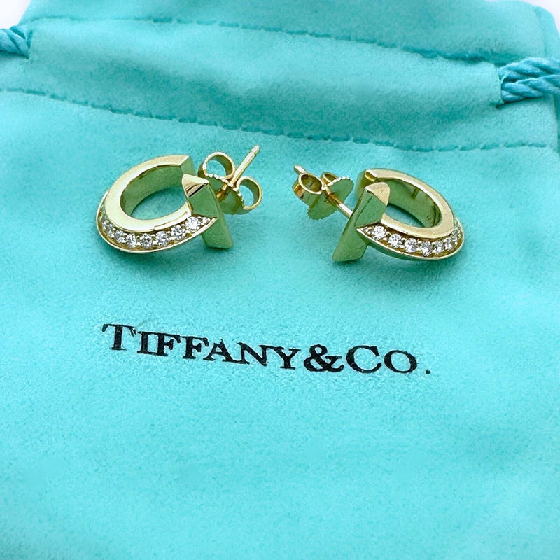 Tiffany & Co. T1 Diamond Hoop Earrings in 18kt Yellow Gold Extra Small