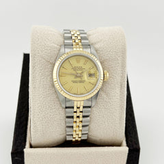 Rolex Ladies Datejust 69173 Champagne Dial 18K Yellow Gold Stainless Steel