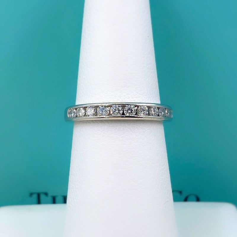 Tiffany & Co Half Circle 3 MM Round Diamond 0.33 tcw Wedding Band Ring Platinum