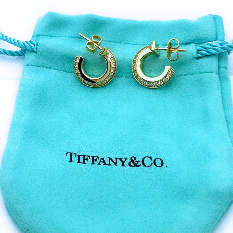 Tiffany & Co. T1 Diamond Hoop Earrings in 18kt Yellow Gold Extra Small