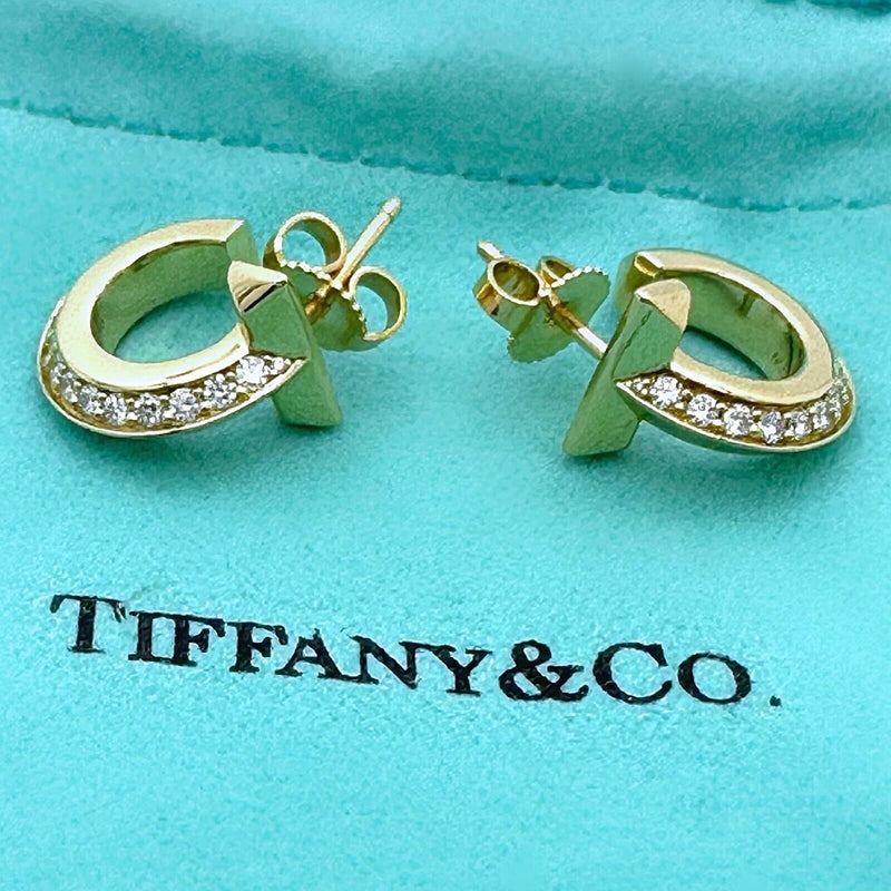 Tiffany & Co. T1 Diamond Hoop Earrings in 18kt Yellow Gold Extra Small