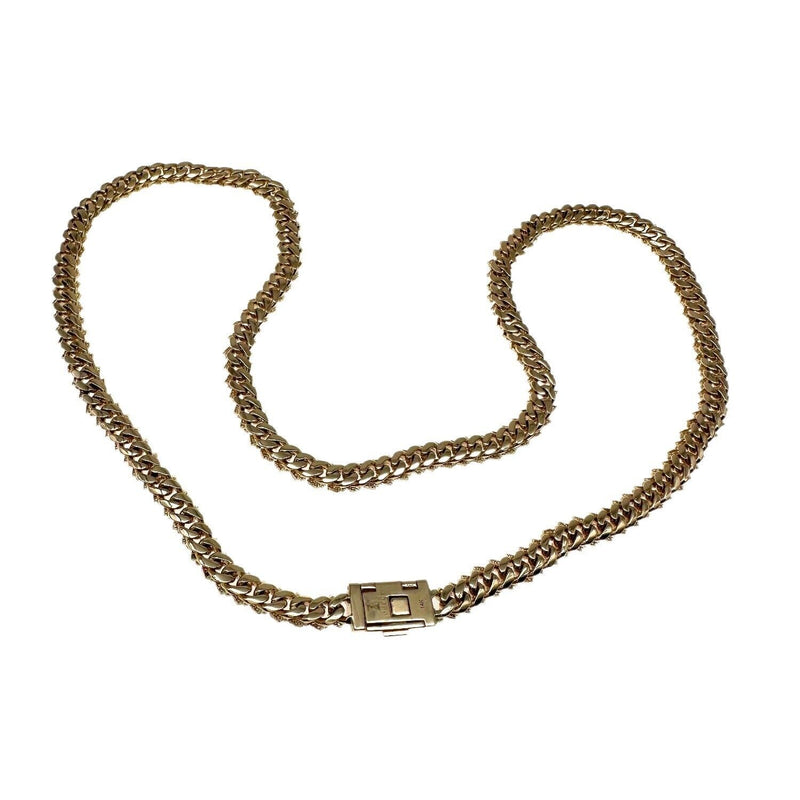 8MM Diamond Solid Gold MIAMI CUBAN Prong Set Necklace in 14kt Yellow Gold 24'