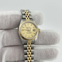 Rolex Ladies Datejust 69173 Champagne Dial 18K Yellow Gold Stainless Steel