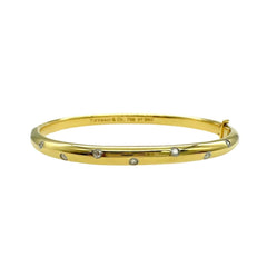 Tiffany & Co ETOILE 18K Yellow Gold Platinum Diamond Bangle Bracelet