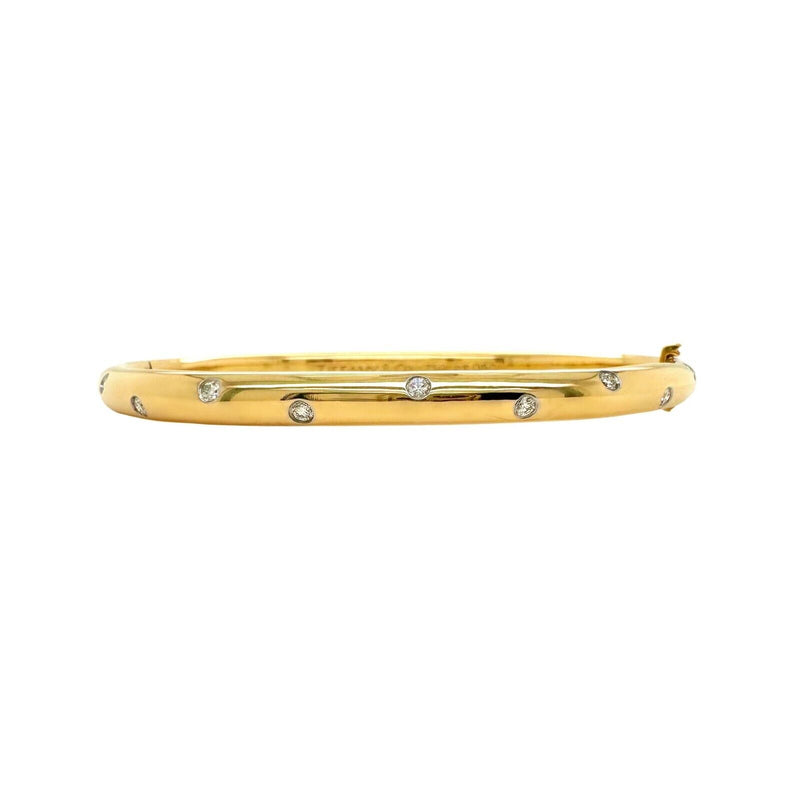 Tiffany & Co ETOILE 18K Yellow Gold Platinum Diamond Bangle Bracelet