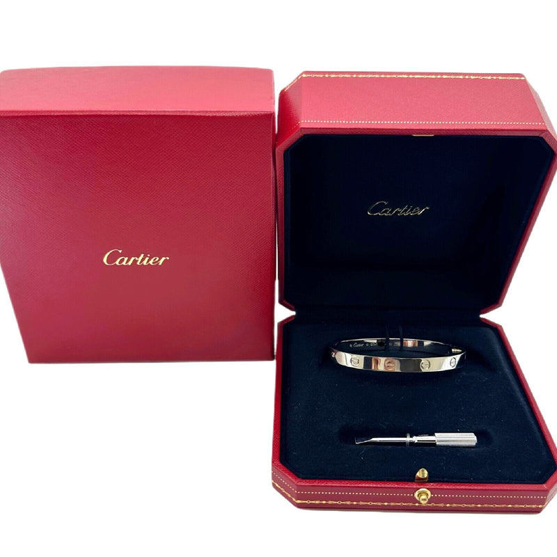 Cartier LOVE 18KT White Gold Bracelet Bangle COA Boxes SZ - 18