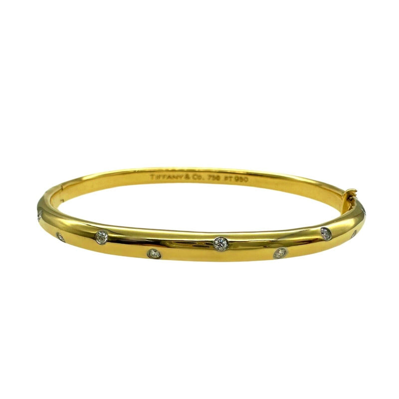 Tiffany & Co ETOILE 18K Yellow Gold Platinum Diamond Bangle Bracelet