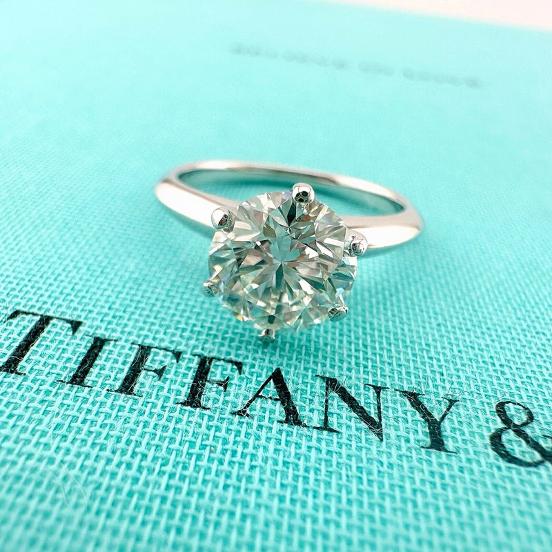 Tiffany & Co Platinum Engagement Ring Round Diamond Solitaire 1.64 cts I VVS1